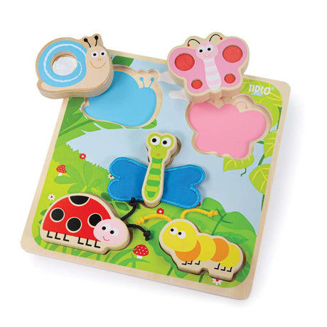 Tidlo Touch and Feel Insect Puzzle Wooden Sensory Sorting Toy for Toddlers