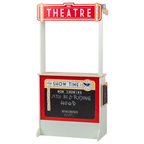 Tidlo 2 in 1 Wooden Play Shop and Theatre Kids Role Play Puppet Theatre and Market Stall