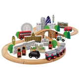 Tidlo City of London Wooden Train Set with Underground Train and 50 Play Pieces
