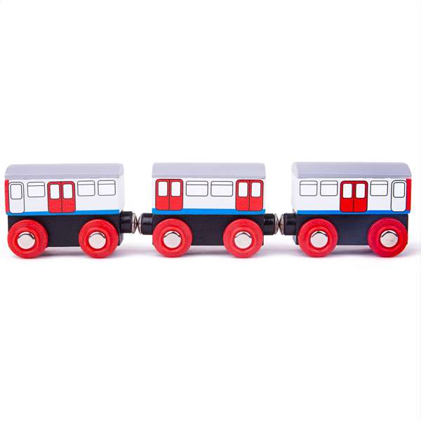 Tidlo Wooden London Underground Train Toy with 3 Carriages