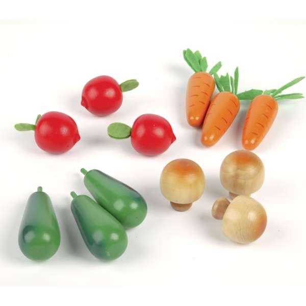 Tidlo Wooden Winter Vegetables 12 Piece Toy Play Food Set with Storage Crate