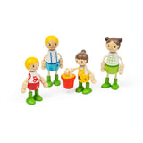Tidlo Farmer Family Wooden Doll Set with 4 Poseable Figures and Bucket Accessory