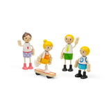 Tidlo Wooden White Family Dolls House People Playset with Skateboard 5 Pieces
