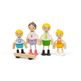 Tidlo Wooden White Family Dolls House People Playset with Skateboard 5 Pieces