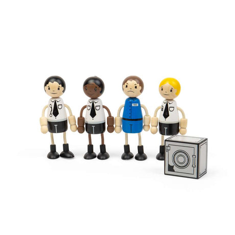 Tidlo Police Officer and Prisoner Wooden Dolls Set with 5 Play Pieces