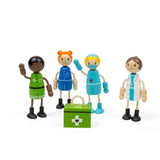 Tidlo Wooden Medic Dolls Set with First Aid Kit 5 Pieces 18 Months Plus