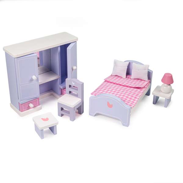 Tidlo Wooden Dolls House Furniture Bedroom Set 6 Pieces for Ivy House 3 Years Plus