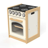 Tidlo White Kids Wooden Play Cooker Toy Kitchen with Clicking Dials and Hob