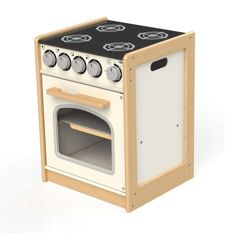 Tidlo White Kids Wooden Play Cooker Toy Kitchen with Clicking Dials and Hob