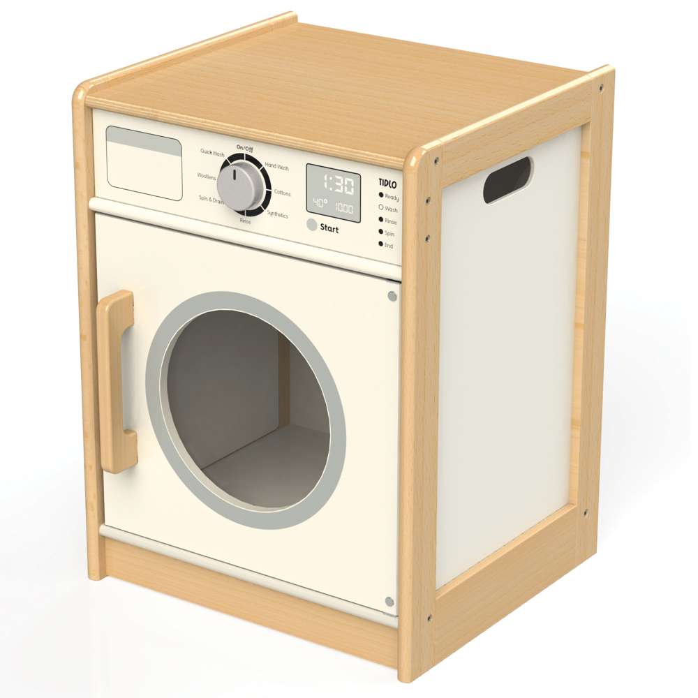 Tidlo Wooden Toy Washing Machine for Kids Play Kitchens
