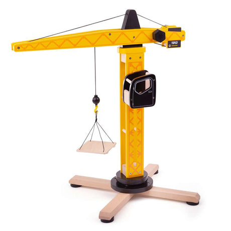 Tidlo Wooden Tower Crane Toy with 360 Degree Rotating Boom