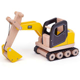 Tidlo Wooden Digger Toy Kids Construction Vehicle with Working Caterpillar Tracks