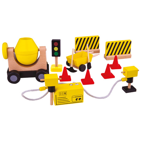 Tidlo Wooden Construction Equipment Toy Set with 13 Play Pieces