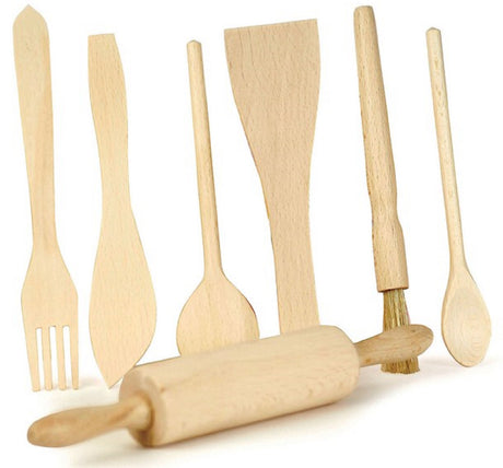 Childrens 7 Piece Wooden Utensil Set