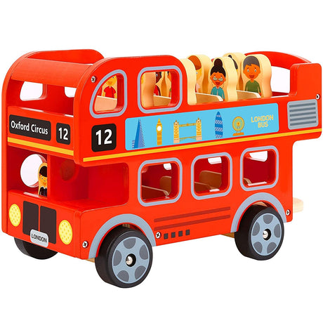 Wooden London Bus with 8 Passengers