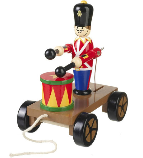 Drumming Wooden Soldier on Wheels