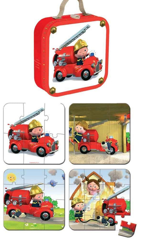 Leon's Firetruck - Set of 4 Jigsaws in a Suitcase
