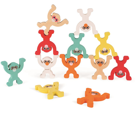 Stacking Wooden Monkey Pyramid Game