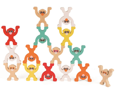 Stacking Wooden Monkey Pyramid Game