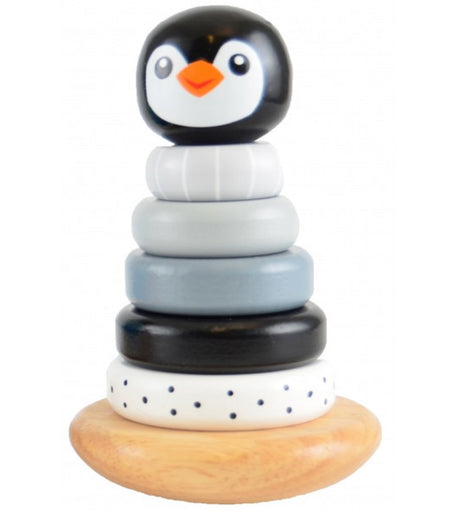 Wooden Wobbly Stacking Penguin - Mono
