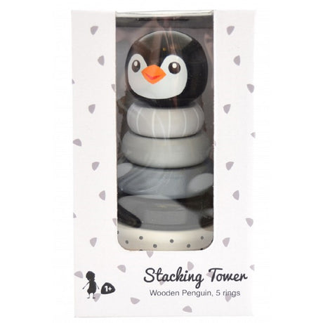 Wooden Wobbly Stacking Penguin - Mono