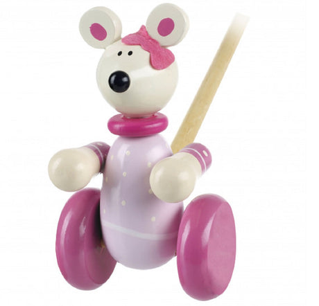Push Along Wooden Pink Mouse