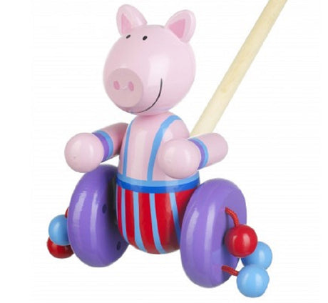 Push Along Wooden Pig