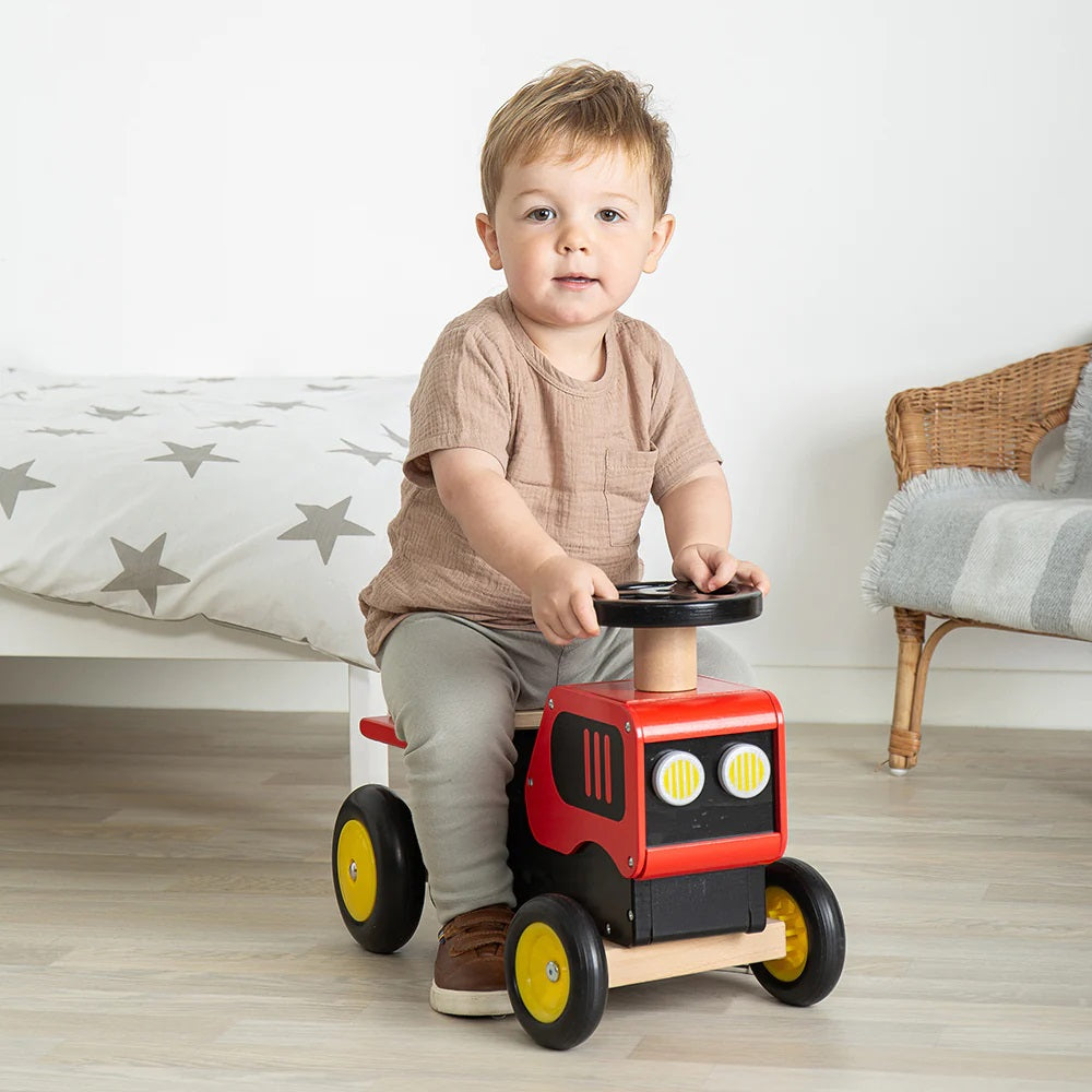 Red Ride on Wooden Tractor