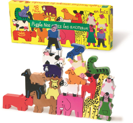 Stacking Wooden Animals Tower Puzzle
