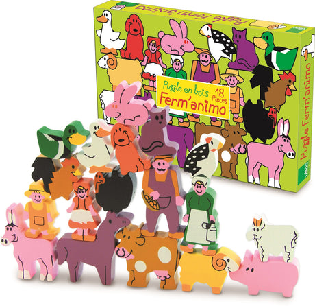 Stacking Wooden Farmyard Tower Puzzle