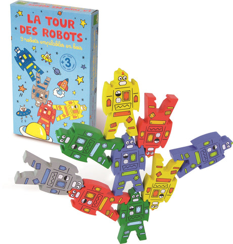 Stacking Wooden Robots Tower Puzzle