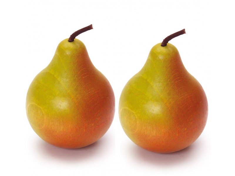 2 x Wooden Green and Red Pears